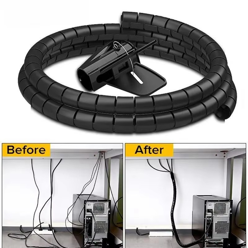 Cable Lock Flexible - Protector de Cable negro de 2M/1M,