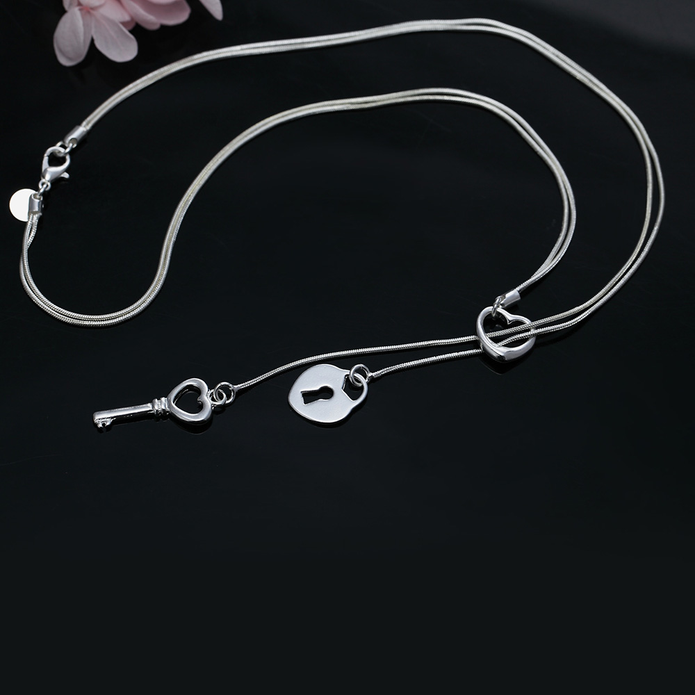 Collar de plata de ley 925 con - Chain Lock Combination reseña y precio